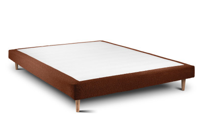 Lit 160x200 cm - Sommier tapissier H29 cm + tête de lit capitonnée - Tissu Bouclette Terracotta