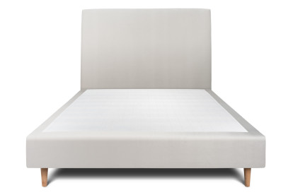 Lit 150x200 cm - Sommier tapissier H35 cm + tête de lit tapissée - Tissu Velours Gris Clair