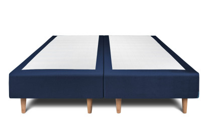 Lit 2x 90x200 cm - Sommier tapissier H35 cm + tête de lit tapissée - Tissu Velours Bleu Océan