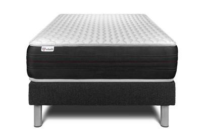 Ensemble Matelas Sommier 90x190 cm - Sommier Noir (déjà monté) - Vitalspring