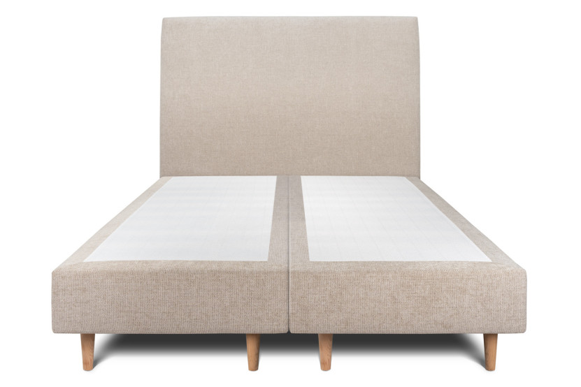 Lit 2x80x200 cm avec Tête de lit tapissée - Tissu Toile natté