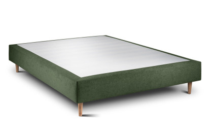 Lit 160x200 cm - Sommier tapissier H35 cm + tête de lit tapissée - Tissu Toile natté Vert Kaki