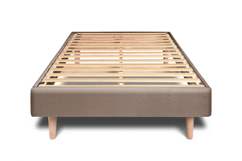 Lit 90x200 cm avec Tête de lit capitonnée - Tissu Velours
