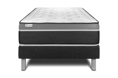 Ensemble Matelas Sommier 90x190 cm - Sommier Noir (en kit) - Vital Care