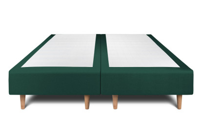 Lit 2x 90x200 cm - Sommier tapissier H35 cm + tête de lit capitonnée - Tissu Velours Vert