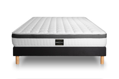 Ensemble Matelas Sommier 160x200 cm - Sommier Noir (déjà monté) - Supérieur