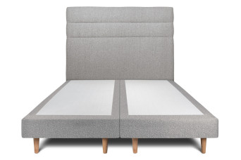 Lit 2x100x200 cm avec Tête de lit à lignes - Tissu Bouclette