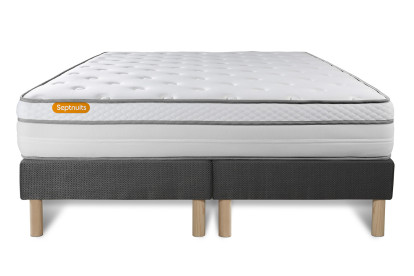 Ensemble Matelas Sommier 160x200 cm - 2 Sommiers Gris - Memo Luxe