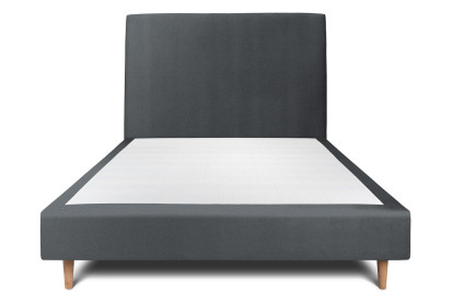 Lit 150x190 cm - Sommier tapissier H35 cm + tête de lit tapissée - Tissu Velours Gris Anthracite