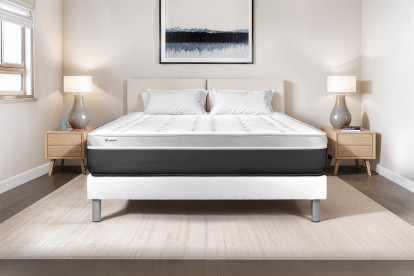 Ensemble Matelas Sommier 90x200 cm - Sommier Blanc (en kit) - Vital Soft