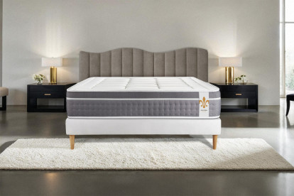 Ensemble Matelas Sommier 200x200 cm - Sommier Blanc (en kit) - Trente