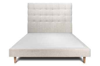 Lit 140x190 cm avec Tête de lit capitonnée - Tissu Bouclette