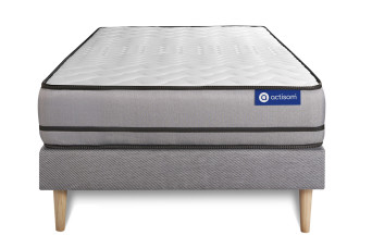 Ensemble Matelas Sommier 90x200 cm - Sommier Gris (en kit) - Actiflex Night