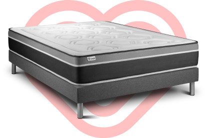 Ensemble Matelas Sommier 140x200 cm - Sommier Gris (en kit) - Vital Care