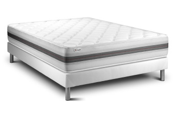 Ensemble Matelas Sommier 140x190 cm - Sommier Blanc (en kit) - Vitalmemo Back