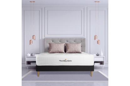 Ensemble Matelas Sommier 140x200 cm - Sommier Noir (déjà monté) - Buckingham