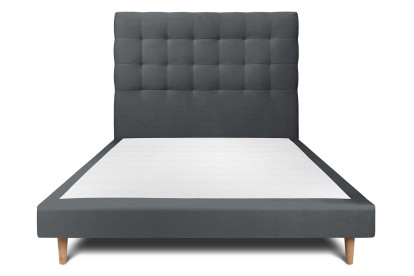 Lit 140x200 cm - Sommier tapissier H29 cm + tête de lit capitonnée - Tissu Velours Gris Anthracite