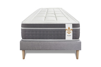 Ensemble Matelas Sommier 90x190 cm - Sommier Gris (en kit) - Trente