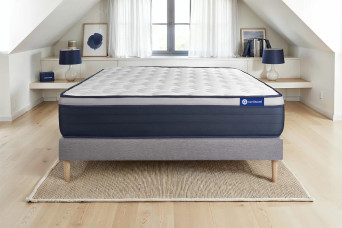 Ensemble Matelas Sommier 140x200 cm - Sommier Gris (en kit) - Actiflex Max