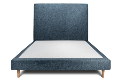 Lit 160x200 cm - Sommier tapissier H29 cm + tête de lit tapissée - Tissu Bouclette Bleu