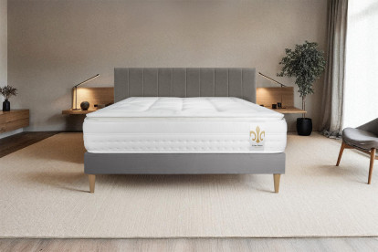Ensemble Matelas Sommier 160x200 cm - Sommier Gris (déjà monté) - Vingt-Huit PLUS