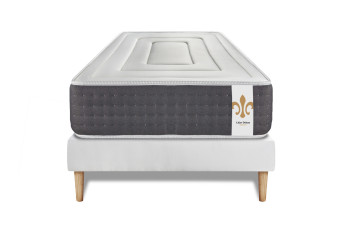 Ensemble Matelas Sommier 90x200 cm - Sommier Blanc (déjà monté) - Vingt-Six
