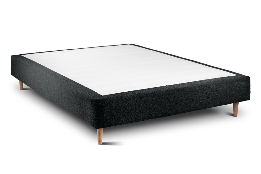 Lit 140x200 cm avec Tête de lit capitonnée - Tissu Bouclette