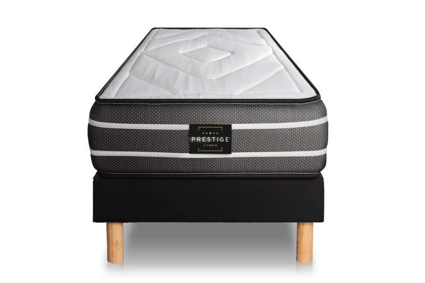 Ensemble Matelas Sommier 120x200 cm - Sommier Noir (en kit) - Exclusive