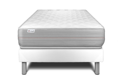 Ensemble Matelas Sommier 90x200 cm - Sommier Blanc (déjà monté) - Vitalmemo