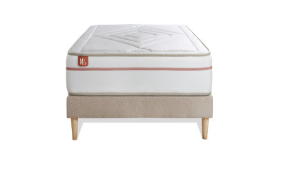 Ensemble Matelas Sommier 90x190 cm - Sommier Beige (déjà monté) - Le Paisible