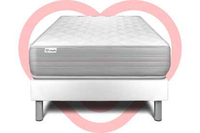 Ensemble Matelas Sommier 90x200 cm - Sommier Blanc (déjà monté) - Vitalmemo