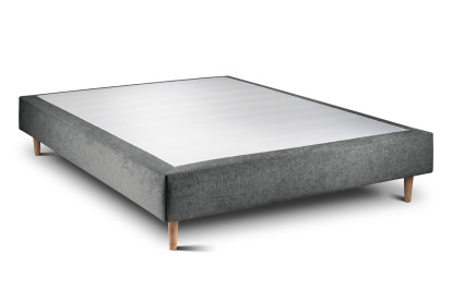Lit 135x190 cm - Sommier tapissier H35 cm + tête de lit à lignes - Tissu Toile natté Gris Anthracite