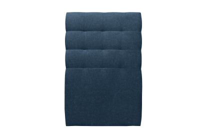Lit 90x200 cm - Sommier tapissier H35 cm + tête de lit capitonnée - Tissu Toile natté Bleu Océan