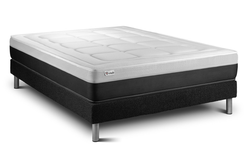 Ensemble Matelas Sommier 140x200 cm - Sommier Noir (en kit) - Vital Form