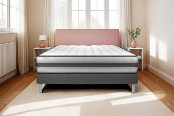 Ensemble Matelas Sommier 140x190 cm - Sommier Gris (déjà monté) - Vitalpower Recover