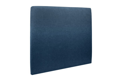 Lit 160x200 cm - Sommier tapissier H35 cm + tête de lit tapissée - Tissu Toile natté Bleu Océan