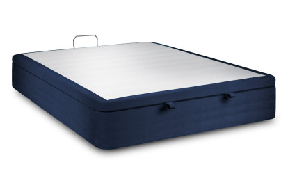 Sommier Coffre 140x200 cm - Velours - Bleu océan