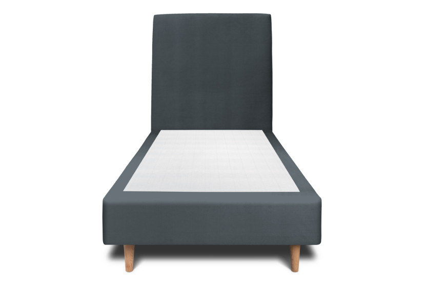 Lit 90x190 cm avec Tête de lit tapissée - Tissu Velours