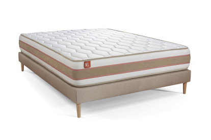Ensemble Matelas Sommier 200x200 cm - Sommier Beige (en kit) - Le Délicat