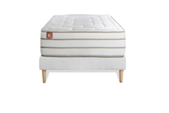 Ensemble Matelas Sommier 90x190 cm - Sommier Blanc (en kit) - Le Douillet