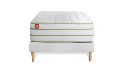 Ensemble Matelas Sommier 90x190 cm - Sommier Blanc (en kit) - Le Douillet