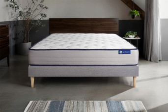 Ensemble Matelas Sommier 140x200 cm - Sommier Gris (en kit) - Actimemo Form