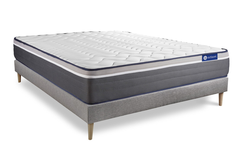 Ensemble Matelas Sommier 120x190 cm - Sommier Gris (en kit) - Actiflex Plus