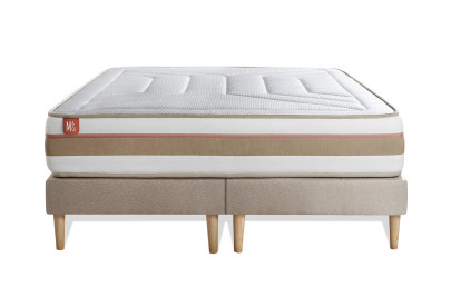 Ensemble Matelas Sommier 160x200 cm - 2 Sommiers Beige - Le Tendre