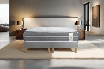 Ensemble Matelas Sommier 180x200 cm - 2 Sommiers Gris - Trente PLUS