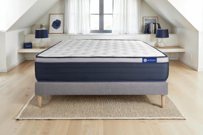 Ensemble Matelas Sommier 200x200 cm - Sommier Gris (en kit) - Actiflex Max