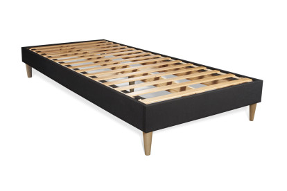 Ensemble Matelas Sommier 90x190 cm - Sommier Noir (en kit) - Lancaster