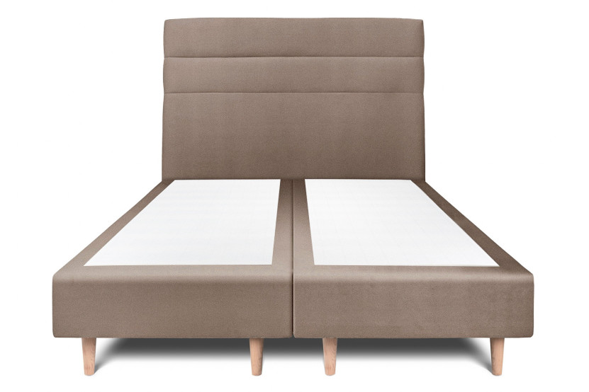 Lit 2x100x200 cm avec Tête de lit à lignes - Tissu Velours