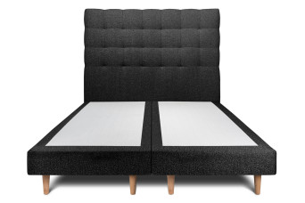 Lit 2x100x200 cm avec Tête de lit capitonnée - Tissu Bouclette