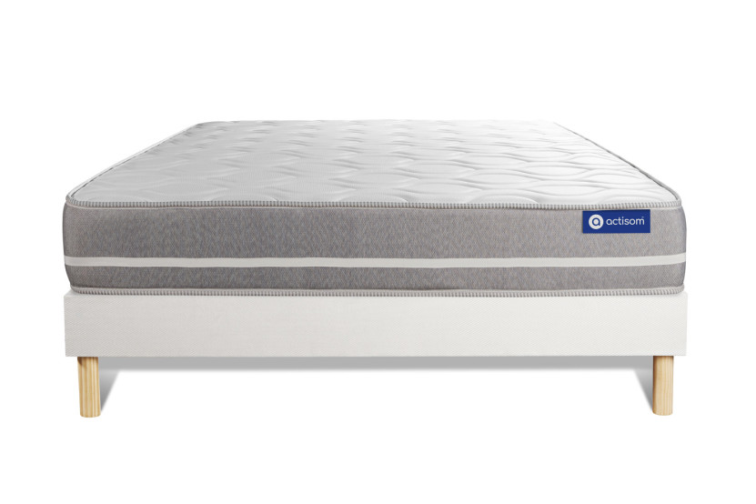 Ensemble Matelas Sommier 140x200 cm - Sommier Blanc (en kit) - Actimemo Touch